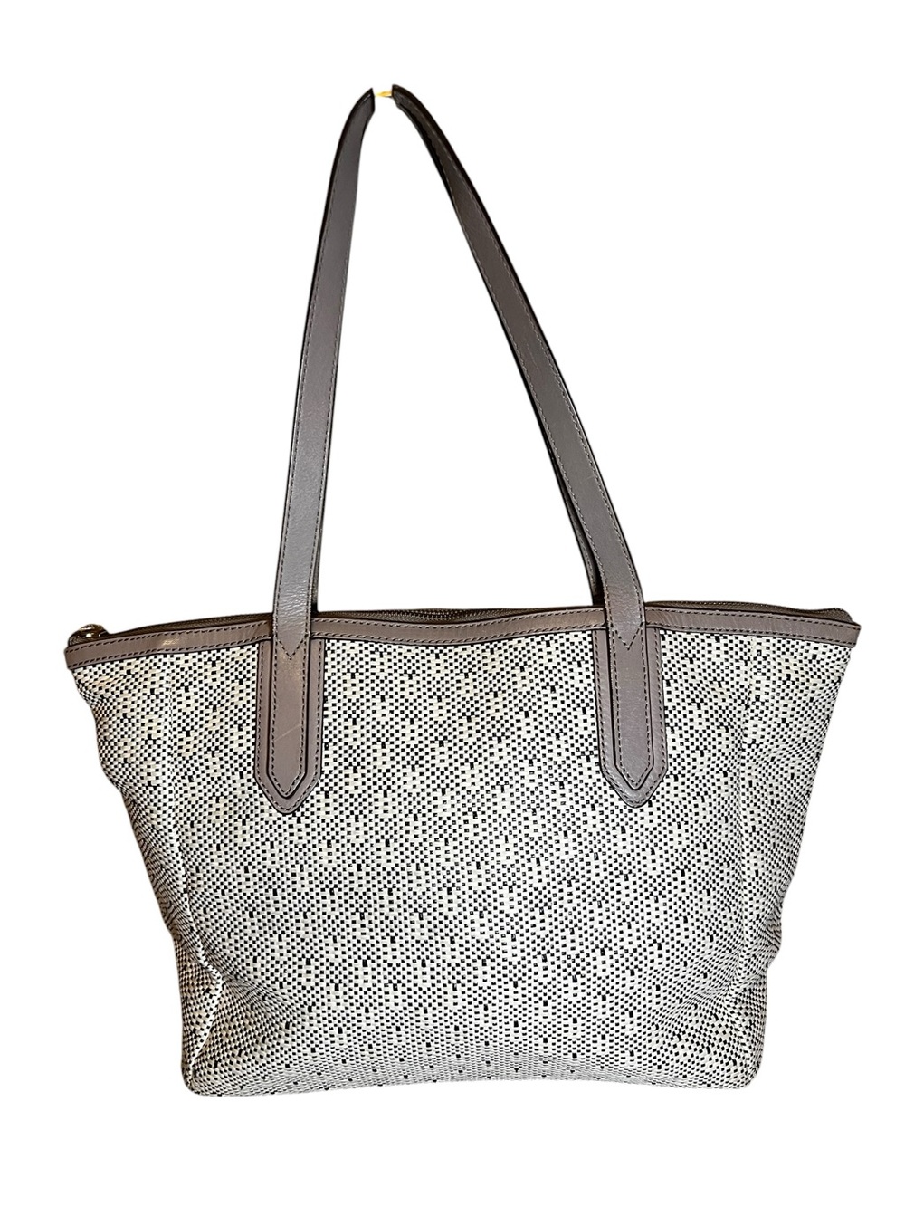 Fossil Two-Tone Sydney Satchel Tote in White and Gray